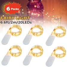 6Pack 6.6ft 20 LEDs Copper Wire String Fairy Lights Battery Operated Mini LED