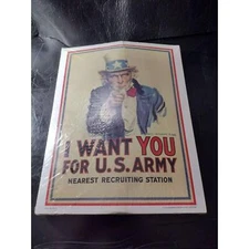 US Army "I Want You" Uncle Sam Genuine Recruiting Poster Stand Up! | FREE