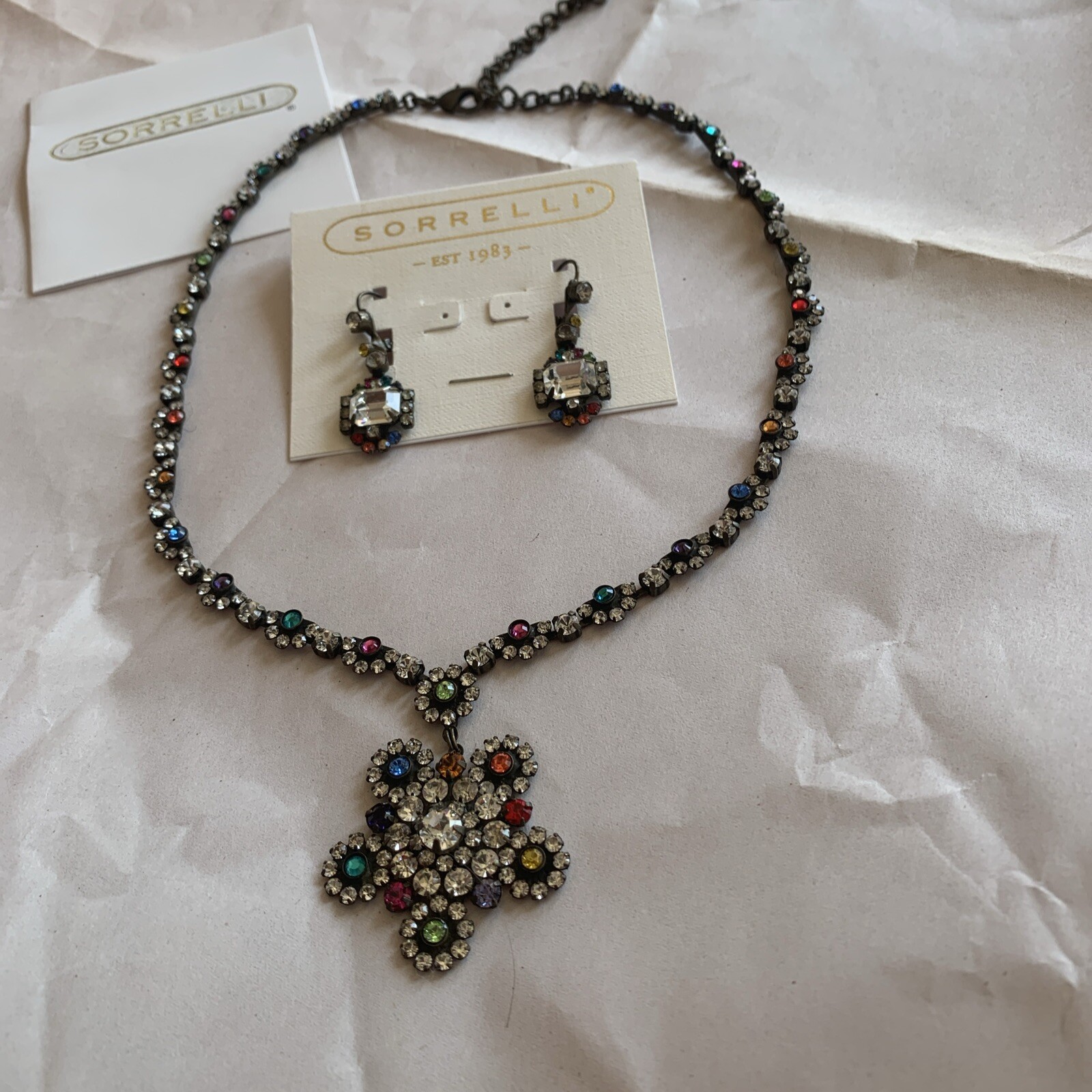 Sorrelli Retired Statement Multicolor Necklace &E… - image 1