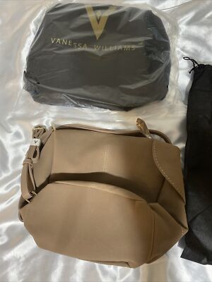(TWO 2) NWT Vanessa Williams Beige Suede Sling Backpack Bag w/ Dustbag