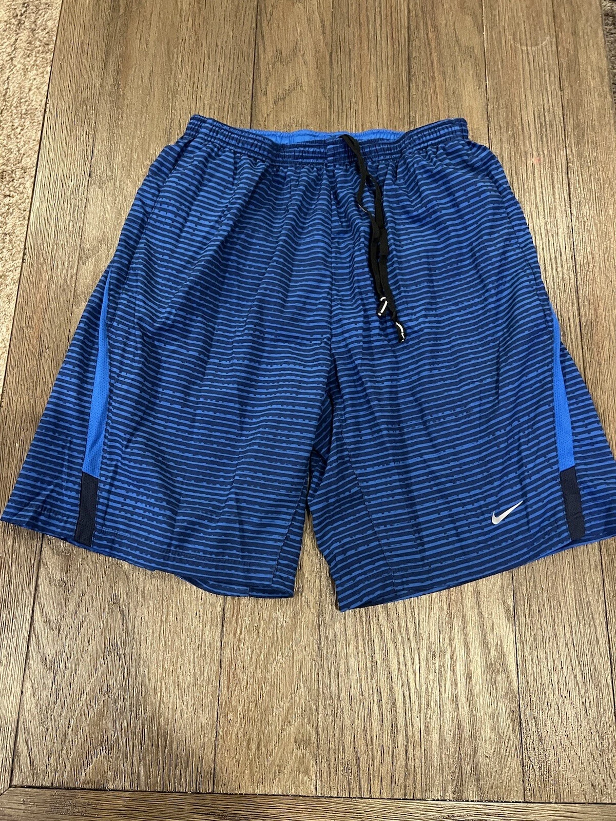 Mens Nike Lined Running Shorts Royal Blue Striped Medium