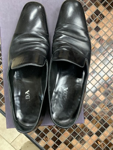 PRADA VERO CUOIO MENS BLACK LEATHER LOAFERS SIZE 8 MADE IN ITALY WITH BOX |  eBay