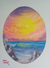 Pastel Beach Original Oil Painting Marc Charles Tonzillo 16 x 20 Stretched Canva