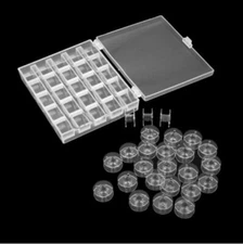 25pcs Clear Bobbins with Plastic Spool Box Sewing Singer Machine Brother Janome