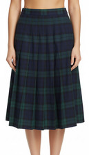 L.L. Bean Tartan Wool Plaid Pleated Skirt Vintage Lined Midi Petite Size 10P