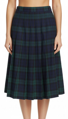 L.L. Bean Tartan Wool Plaid Pleated Skirt Vintage Lined Midi Petite Size 10P