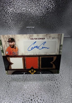 Colton Cowser 7/15 Triple Game Used Relic Patch Auto Baltimore Orioles Topps