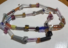 Furnace Glass Beaded Necklace 18” Can Slip Over Head
