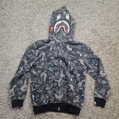 BAPE Space Camo Shark WGM Full Zip Hoodie Black | A Bathing Ape