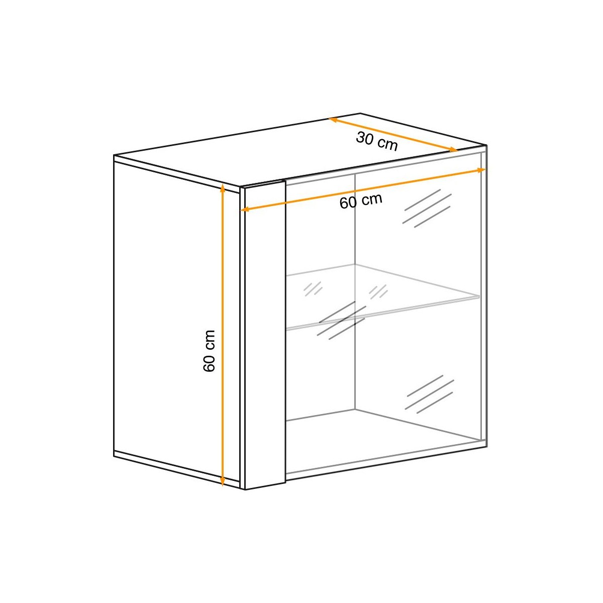 Vitrine murale LED Switch 60cm solution gain de place bois naturel pour studio