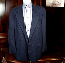 Oscar De La Renta Jacket Blazer Mens 46L Dark Gray Microcheck VL