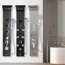 Duschpaneel mit Thermostat Edelstahl Regendusche Eckmontage Massage Duschpaneele