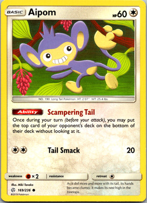 Aipom #169/236 SM - Cosmic Eclipse Miki Tanaka NM