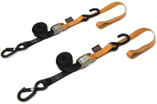 1"x6' Soft-Tye Tie Down w/Secure Hook - Pair, Black & Orange Powertye 23629-S