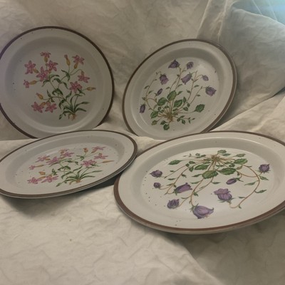 Hearthside Buffet Ware #652 Speckled Purple Pink Salad Plates Lot Of 4 Botanical