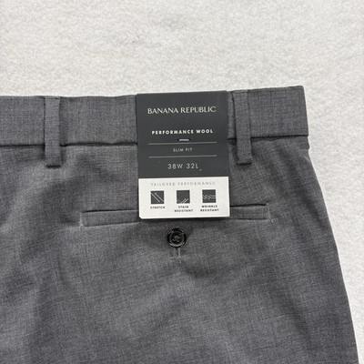 Banana Republic Performance Wool Dress Pants Mens 38x32 Slim Stretch Marzotto