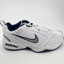 Nike Air Monarch IV Mens Size 10 4E White Blue Athletic Leather Shoes Sneakers