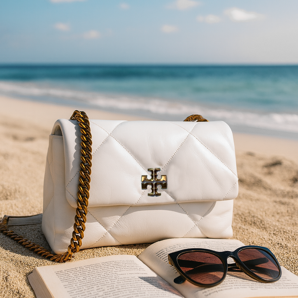 NEW Tory Burch Kira Diamond Quilt White Leather Convertible Small