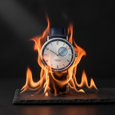 TOPHILL Bauhaus Quartz Watch   Minimalist Ultra-Thin Case, Slate & Crown