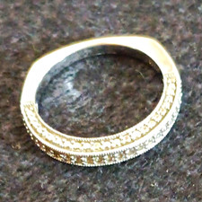 Silver-Tone Clear Stone Eternity Band Ring, R...