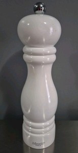 Bisetti Italy 8 Inch White Lacquered Beechwood Salt Mill Grinder