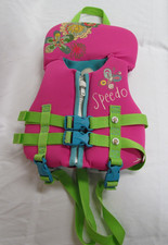 Speedo Infant PFD Life Jacket Vest Zip up Under 30 lbs Pink Flower Butterfly