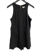 Lou and Grey Romper Size Small Sleeveless Back Zip Solid Black Modern Essentials