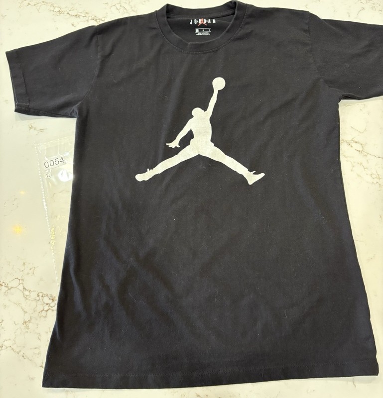 Air Jordan Black Crew Neck Casual Cotton Tee T Shirt Mens Medium L Slim Fit