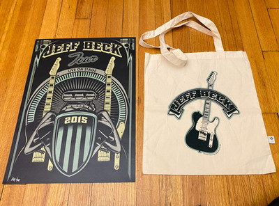 FLASH SALE - Jeff Beck POSTER  Limited Numbered + TOTE BAG 2015 Tour VIP