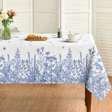 Horaldaily Spring Summer Tablecloth 60 84 Inch Rectangular, Wild Flowers Floral