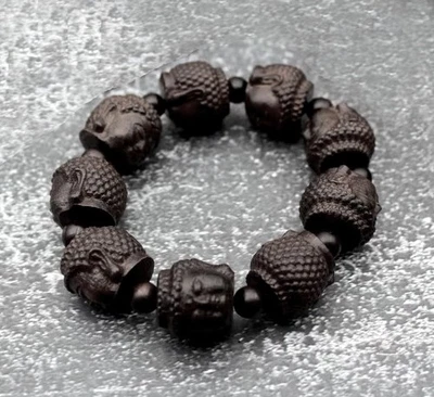 SANDELHOLZ *** Tibetisches Buddhistisches Buddha Armband  geschnitzt 18-23 cm - Bild 1 von 3