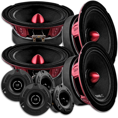 4x DS18 PRO-X6.4BM 6.5  Midrange Speakers 4x PRO-TWX1BK Bullet Super Tweeters