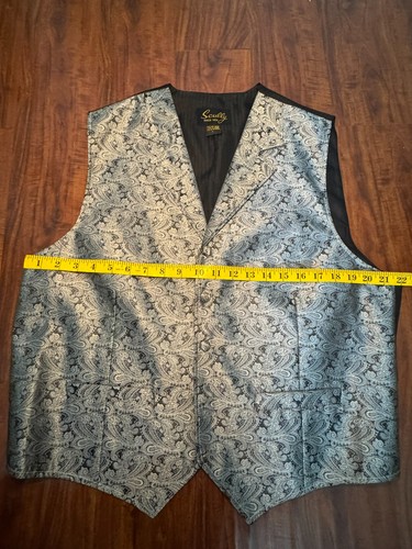 Scully Men's Western Cowboy Paisley Silver/Black Vest - Picture 5 of 5