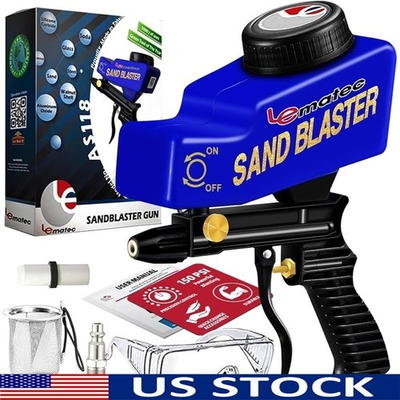 #ad Air Powered Soda Blaster W Ceramic Nozzle Wood Glass Engine Restoration Blue $67.43