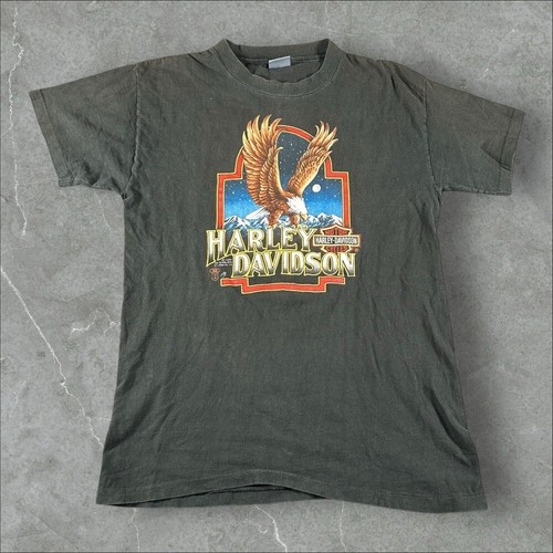 Vintage 3D Emblem Shirt Men Medium Black 1987 Harley Davidson Eagle Germany RARE
