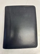 Vintage Franklin Covey Full Grain Nappa Leather Zip Planner Binder Black 7-Ring