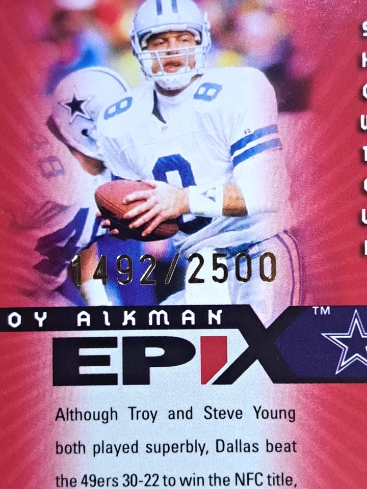 Troy Aikman /250 💥1998 Pinnacle - Epix Showdown - Cowboys - Image 2 of 3