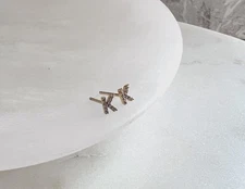 Tiny Initial Earrings Gold Letter Earrings CZ Alphabet Earrings Gift For Her