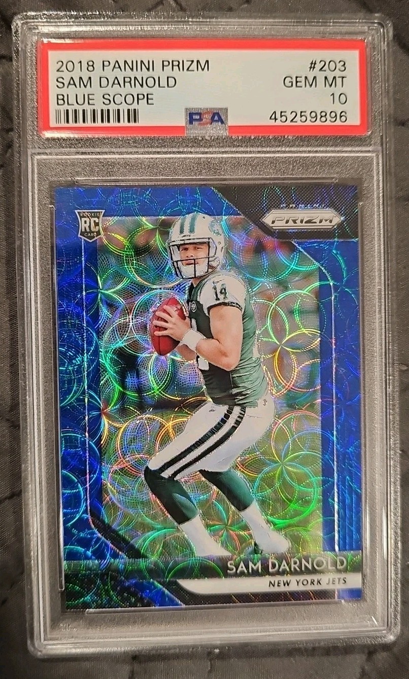 2018 Panini Prizm SAM DARNOLD Rookie Blue Scope Prizm RC #/99 PSA 10  Seahawks