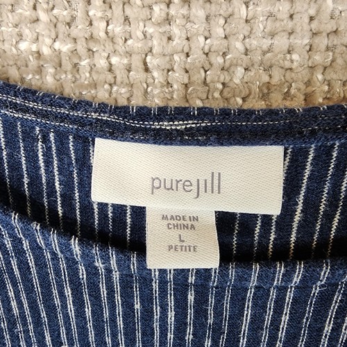 PureJill by J.Jill asymmetrisches Tunika-Top mit Seitenschlitz Damen LP dunkelblau Hanfmischung - Bild 9 von 10