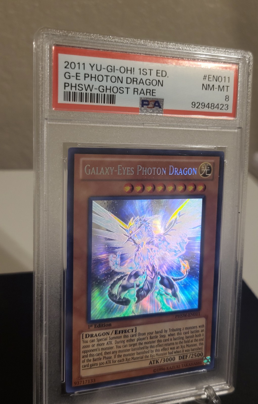 Yugioh Galaxy-Eyes Photon Dragon 2011 PHSW-EN011 Ghost Rare 1st Edition PSA 8 view 2