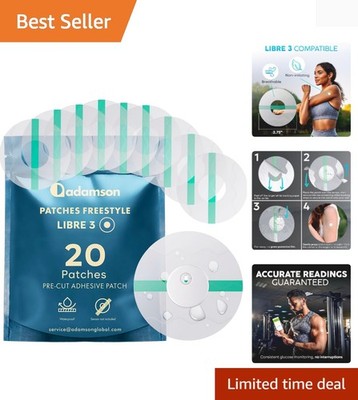 20 Pack Freestyle Libre 3 Patches   Waterproof, Non-Irritating & Easy to Apply