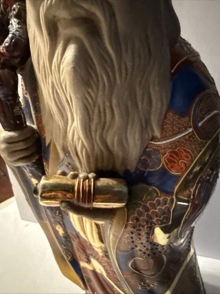Vintage Lucky Charm God Signed Statue 18” Japanese Kutani Ware - Image 4 of 4