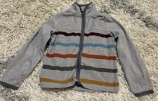 Oshkosh B'gosh Gray Stripped Fleece Zipper Boys Size 6 Jacket