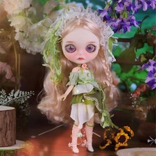 12" Blythe Factory Doll Light Golden Hair Hand Painted Makeup Eyes With Outfit