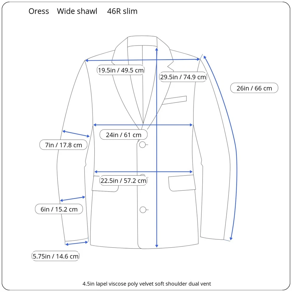 New Shawl Collar Tuxedo 46r Slim 40x33 Wide Lapel Velvet Poly Viscose - Image 2 of 4