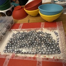 Approx 100 Glass Pearls 6mm Gray/4mm pink . Beautiful Color Combo. Free Shipping