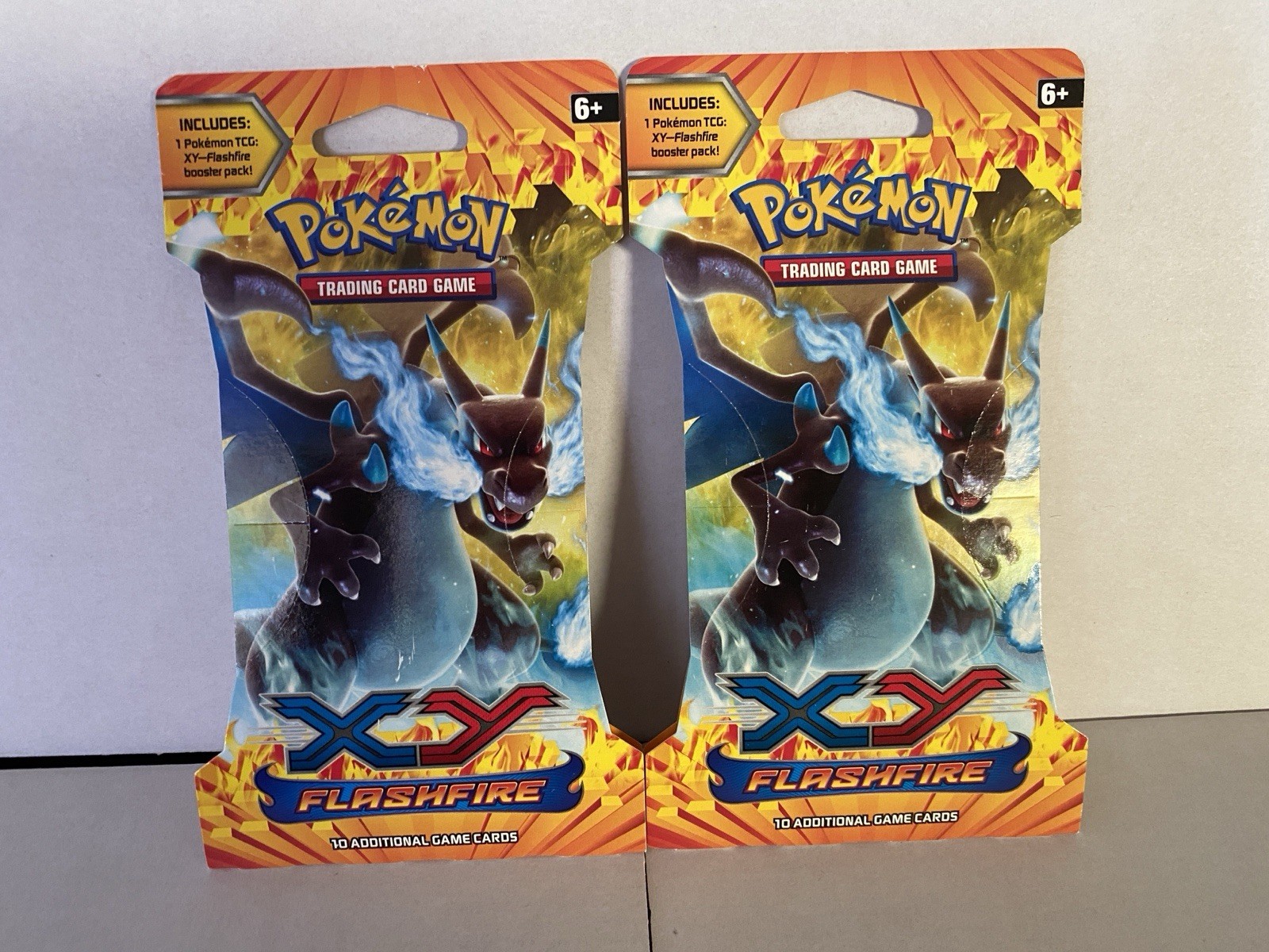 2 Pokemon TCG XY Flashfire Sealed Sleeved Booster Pack Charizard Art Brand New