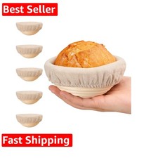 5 Inch Banneton Bread Proofing Basket Set of 6, Mini Sourdough Bread Baking S...