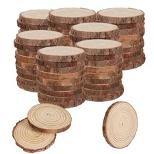 50 PCS Natural Wood Slices 3.5-4 Inch with Bark Unfinished Wood Circles for C...